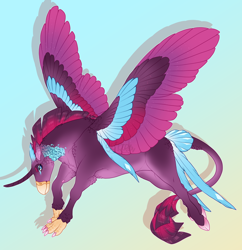Size: 2140x2214 | Tagged: safe, artist:seffiron, oc, oc only, oc:whirlwind heart, hybrid, female, high res, magical lesbian spawn, offspring, parent:queen novo, parent:tempest shadow, solo