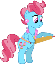 Size: 4000x4600 | Tagged: safe, artist:jeatz-axl, cup cake, earth pony, pony, g4, absurd resolution, bipedal, female, mare, rolling pin, simple background, solo, transparent background, vector