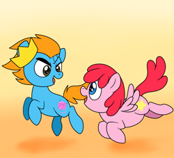 Size: 990x900 | Tagged: safe, artist:perfectpinkwater, pegasus, pony, unicorn, colt, crossover, crown, cutie mark, jewelry, kirby, kirby (series), kirby's epic yarn, looking at each other, male, nintendo, ponified, prince fluff, regalia