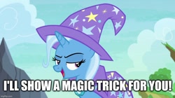 Size: 888x499 | Tagged: safe, edit, edited screencap, screencap, trixie, g4, to change a changeling, text