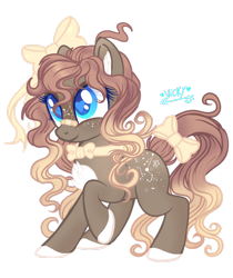 Size: 1920x2288 | Tagged: safe, artist:nightingalewolfie, oc, oc only, earth pony, pony, bow, bowtie, female, hair bow, mare, simple background, solo, tail bow, transparent background