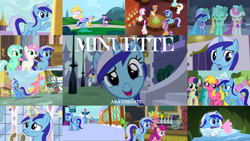 Size: 1978x1113 | Tagged: safe, edit, edited screencap, editor:quoterific, screencap, amethyst star, applejack, bon bon, carrot bun, cayenne, cherry berry, daisy, dizzy twister, flower wishes, fluttershy, lemon hearts, lyra heartstrings, minuette, orange swirl, pinkie pie, pretzel twist, rainbow dash, saffron masala, serena, sparkler, spring melody, sprinkle medley, strawberry parchment, sweetie drops, twilight sparkle, twinkleshine, earth pony, mouse, pegasus, pony, unicorn, a canterlot wedding, amending fences, friendship is magic, g4, games ponies play, just for sidekicks, season 1, season 2, season 3, season 5, season 6, secret of my excess, spice up your life, stranger than fan fiction, the super speedy cider squeezy 6000, winter wrap up, background pony, bridesmaid dress, brushie, canterlot, clothes, derp, donut, dress, female, food, friendship express, glowing horn, horn, levitation, magic, magic aura, mare, mouth hold, one eye closed, ponyville, saddle, skirt, tack, telekinesis, train, train station