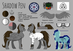 Size: 13527x9406 | Tagged: safe, artist:alrumoon_art, oc, oc only, oc:shadow pan, pegasus, pony, fallout equestria, absurd resolution, clothes, male, pipbuck, scientist, scp foundation, solo