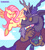 Size: 1828x2047 | Tagged: safe, artist:simondrawsstuff, discord, fluttershy, bird, pegasus, pony, g4, duo, personality swap, tongue out