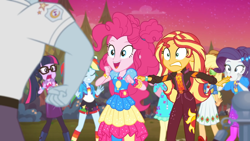 Size: 1334x750 | Tagged: safe, screencap, applejack, fluttershy, pinkie pie, rainbow dash, rarity, sci-twi, sunset shimmer, twilight sparkle, equestria girls, equestria girls specials, g4, my little pony equestria girls: better together, my little pony equestria girls: sunset's backstage pass, humane five, humane seven, humane six