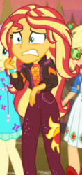 Size: 252x535 | Tagged: safe, screencap, applejack, fluttershy, sunset shimmer, equestria girls, equestria girls specials, g4, my little pony equestria girls: better together, my little pony equestria girls: sunset's backstage pass, cropped, worried