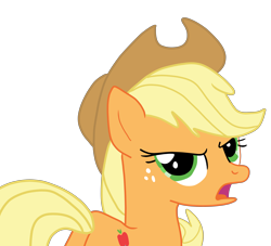 Size: 5500x4990 | Tagged: safe, artist:jadeharmony, applejack, earth pony, pony, g4, angry, annoyed, applejack is not amused, applejack's hat, cowboy hat, female, freckles, hat, mare, open mouth, simple background, solo, transparent background, unamused, vector