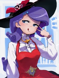 Size: 2400x3200 | Tagged: safe, artist:fuyugi, rarity, human, clothes, female, hat, humanized, solo, tongue out
