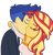 Size: 1084x1124 | Tagged: safe, artist:gmaplay, flash sentry, sunset shimmer, equestria girls, g4, clothes, dress, duo, female, kissing, male, marriage, ship:flashimmer, shipping, simple background, straight, transparent background, wedding, wedding dress