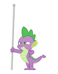 Size: 3529x4497 | Tagged: safe, artist:memnoch, edit, vector edit, spike, dragon, g4, flag pole, male, simple background, solo, transparent background, vector