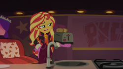 Size: 1334x750 | Tagged: safe, screencap, sunset shimmer, equestria girls, equestria girls series, g4, sunset's backstage pass!, spoiler:eqg series (season 2), bread, food, toast