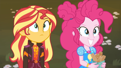 Size: 1334x750 | Tagged: safe, screencap, pinkie pie, sunset shimmer, equestria girls, equestria girls series, g4, sunset's backstage pass!, spoiler:eqg series (season 2)