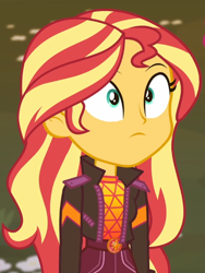 Size: 538x715 | Tagged: safe, screencap, sunset shimmer, equestria girls, equestria girls specials, g4, my little pony equestria girls: better together, my little pony equestria girls: sunset's backstage pass, cropped, geode of empathy, magical geodes, music festival outfit, shrunken pupils, solo