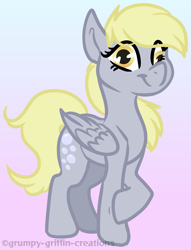 Size: 1138x1490 | Tagged: safe, artist:grumpygriffcreation, derpy hooves, pegasus, pony, g4, gradient background, solo