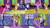 Size: 2000x1125 | Tagged: safe, edit, edited screencap, editor:quoterific, screencap, applejack, pinkie pie, rarity, twilight sparkle, alicorn, pony, castle sweet castle, g4, food, i'm pancake, pancakes, twilight sparkle (alicorn)