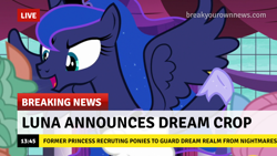 Size: 1280x720 | Tagged: safe, edit, edited screencap, screencap, princess luna, a royal problem, g4, break your own news, breaking news, offscreen character, solo focus