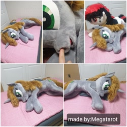 Size: 2880x2880 | Tagged: safe, artist:megatarot, oc, oc:blackjack, oc:littlepip, pony, unicorn, fallout equestria, fallout equestria: project horizons, boop, fanfic art, high res, irl, life size, photo, plushie