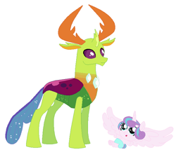 Size: 660x572 | Tagged: safe, artist:hubfanlover678, princess flurry heart, thorax, alicorn, changedling, changeling, pony, g4, duo, female, king thorax, male, male and female, simple background, white background