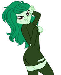 Size: 1090x1343 | Tagged: safe, artist:gmaplay, wallflower blush, equestria girls, g4, ass, butt, clothes, seductive look, seductive pose, simple background, socks, solo, stockings, thigh highs, transparent background, wallflower butt