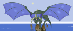 Size: 7392x3200 | Tagged: safe, artist:zettaidullahan, oc, oc:amber blister, dragon, pegasus, pony, fanfic:empress dragon, conjoined, dragoness, fanfic art, female, filly