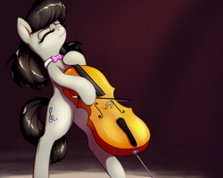 Size: 2500x2000 | Tagged: safe, artist:t72b, octavia melody, earth pony, pony, bipedal, bow, bow (instrument), bowtie, cello, eyes closed, female, hoof hold, mare, musical instrument, simple background, solo
