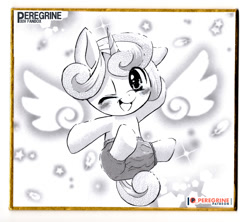 Size: 1010x895 | Tagged: safe, artist:phoenixperegrine, princess flurry heart, alicorn, pony, g4, blushing, cute, female, filly, floating wings, flurrybetes, one eye closed, open mouth, wings