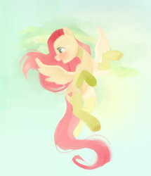 Size: 3000x3492 | Tagged: safe, artist:sagit00tarius, fluttershy, pegasus, pony, g4, blushing, choker, clothes, cute, female, flying, high res, looking away, mare, open mouth, profile, shyabetes, smiling, socks, solo, spread wings, turned head, wings