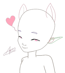 Size: 1252x1410 | Tagged: safe, artist:tanahgrogot, human, anthro, amused, bald, base, code lyoko, cute, heart, heart eyes, looking at you, no pony, pink eyes, ponied up, simple background, smiling, solo, transparent background, wingding eyes