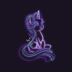 Size: 2048x2048 | Tagged: safe, artist:smstudios_2, starlight glimmer, pony, unicorn, g4, black background, high res, neon, simple background, solo