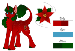 Size: 1742x1200 | Tagged: safe, artist:nobleclay, oc, oc only, oc:poinsettia, pony, unicorn, female, mare, reference sheet, simple background, solo, transparent background