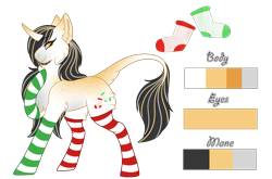 Size: 1551x1023 | Tagged: safe, artist:nobleclay, oc, oc only, oc:stockings, pony, unicorn, clothes, female, mare, reference sheet, simple background, socks, solo, striped socks, transparent background