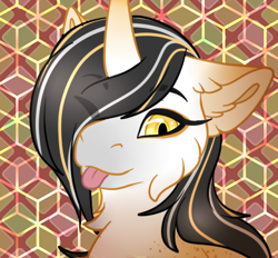 Size: 390x362 | Tagged: safe, artist:nobleclay, oc, oc only, oc:stockings, pony, unicorn, female, mare, one eye closed, solo, tongue out, wink