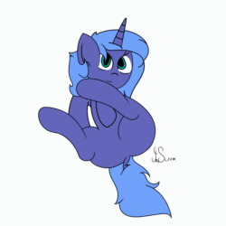 Size: 2000x2000 | Tagged: safe, artist:inky scroll, oc, oc only, pony, unicorn, animated, cute, featureless crotch, female, gif, high res, looking at you, not luna, simple background, solo, white background