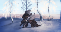 Size: 3988x2126 | Tagged: safe, artist:hagalazka, oc, oc only, pony, axe, battle axe, high res, solo, weapon, winter