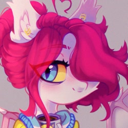 Size: 685x685 | Tagged: safe, artist:astralblues, oc, oc only, bat pony, pony, clothes, coffee, coffee mug, ear fluff, ear piercing, leg fluff, mug, piercing, solo, sweater