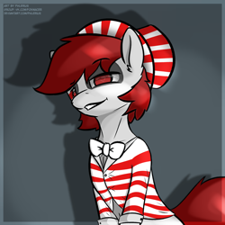 Size: 4000x4000 | Tagged: safe, artist:phlerius, oc, oc only, earth pony, pony, bowtie, digital art, hat, solo, stripes