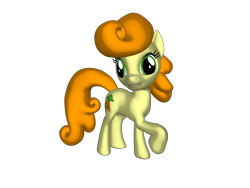 Size: 1200x900 | Tagged: safe, artist:nintenblock64, carrot top, golden harvest, earth pony, pony, ponylumen, g4, 3d, 3d pony creator, carrot, cutie mark, female, food, grin, mare, pose, raised hoof, simple background, smiling, transparent background