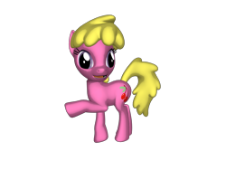 Size: 1200x900 | Tagged: safe, artist:nintenblock64, cherry berry, earth pony, pony, ponylumen, g4, 3d, 3d pony creator, cherry, cutie mark, female, food, hoof pointing, mare, open mouth, pose, simple background, transparent background