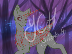Size: 4000x3000 | Tagged: safe, artist:minelvi, oc, oc only, alicorn, pony, alicorn oc, bald, chest fluff, commission, eyelashes, horn, outdoors, signature, solo, tree, wings, your character here