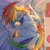 Size: 2048x2048 | Tagged: safe, artist:amo, rainbow dash, pegasus, pony, g4, bed, clothes, cute, daaaaaaaaaaaw, dashabetes, ear fluff, eyes closed, female, high res, lying down, mare, on bed, on side, open mouth, pillow, shirt, sleeping, solo, undershirt, underwear, vest