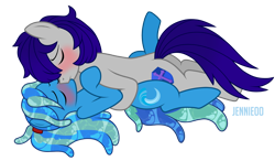 Size: 1200x701 | Tagged: safe, artist:jennieoo, oc, oc:maverick, oc:ocean soul, earth pony, elemental, pegasus, pony, blushing, butt, earth pony oc, kiss on the lips, kissing, male, pegasus oc, plot, ponytail, show accurate, simple background, soulverick, stallion, transparent background, vector, water mane, wings