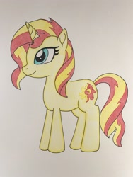 Size: 3024x4032 | Tagged: safe, artist:infernapelover, sunset shimmer, pony, unicorn, g4, female, mare, solo, traditional art