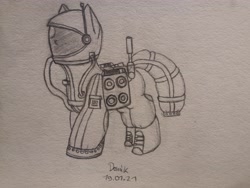 Size: 4608x3456 | Tagged: safe, artist:donnik, pony, astroneer, bag, helmet, saddle bag, solo, spacesuit