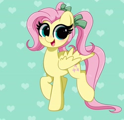 Size: 4042x3900 | Tagged: safe, artist:kittyrosie, fluttershy, pegasus, pony, alternate hairstyle, blushing, cute, daaaaaaaaaaaw, female, happy, mare, open mouth, pigtails, shyabetes, solo, twintails, weapons-grade cute