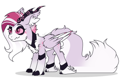 Size: 1280x824 | Tagged: safe, artist:mintoria, oc, oc only, oc:blizzard queen, pegasus, pony, cloven hooves, female, horns, simple background, solo, transparent background