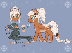 Size: 1280x954 | Tagged: safe, artist:foxhatart, oc, oc only, oc:pumpkin spice, pegasus, pony, clothes, female, hat, mare, reference sheet, scarf, solo, two toned wings, wings