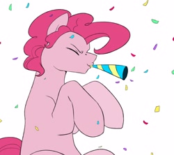 Size: 2080x1850 | Tagged: safe, artist:renka2802, pinkie pie, earth pony, pony, g4, bubble berry, confetti, male, party horn, rule 63, solo, stallion