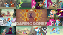 Size: 1978x1113 | Tagged: safe, edit, edited screencap, editor:quoterific, screencap, a.k. yearling, aroma hathor, aten (character), biff, cactus fruit, daring do, desert flower, doctor caballeron, iahjmehet, lunar bay, nephthys, nile faras, pepperberry (g4), pickpocket, pinkie pie, prince hisan, rainbow dash, rogue (g4), somnambula, taperet, the sphinx, tut jannah, withers, earth pony, pegasus, pony, sphinx, daring done?, g4, blindfold, clothes, cute, dashabetes, glasses, hat, henchmen, open mouth, pith helmet, safari hat, shirt, somnambula resident