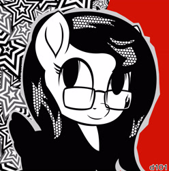 Size: 3175x3199 | Tagged: safe, artist:darius-101, oc, oc only, pegasus, pony, black and white, grayscale, high res, monochrome, persona 5, solo, stars