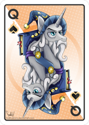 Size: 2143x3000 | Tagged: safe, artist:fadlihalimns, star swirl the bearded, pony, unicorn, g4, card, hat, high res, male, poker card, spade, stallion, witch hat